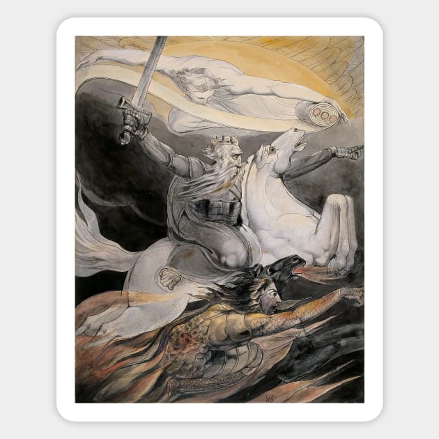 William Blake - Death on a Pale Horse, c.1800 Sticker by MurellosArt